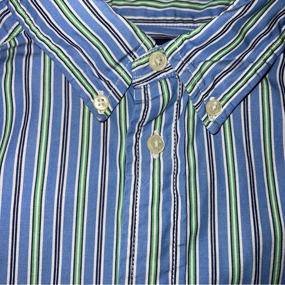 Polo Ralph Lauren Button-Down Dress Shirt Boys Sz 6 Vertical Stripes Blue Green - Picture 6 of 7